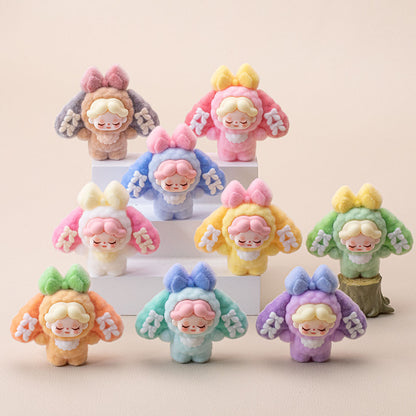 Bunny Capybara Baby-three Flocked Mini Figurine Desktop Ornament Car Decoration Collectible Toy