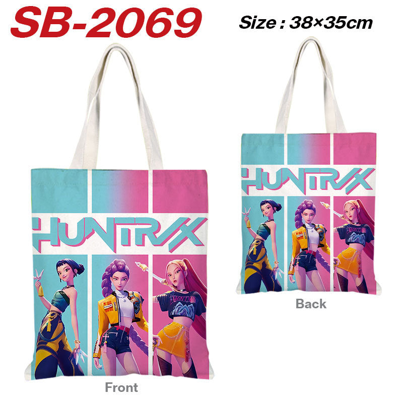 K-Pop Demon Hunters Full-Color Printed Canvas Tote Bag – Shoulder Carry Shopping Bag