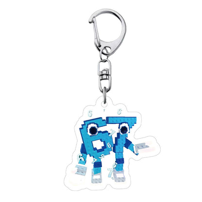 Pixel Style Funny Character Acrylic Keychain Cartoon Pendant Bag Charm