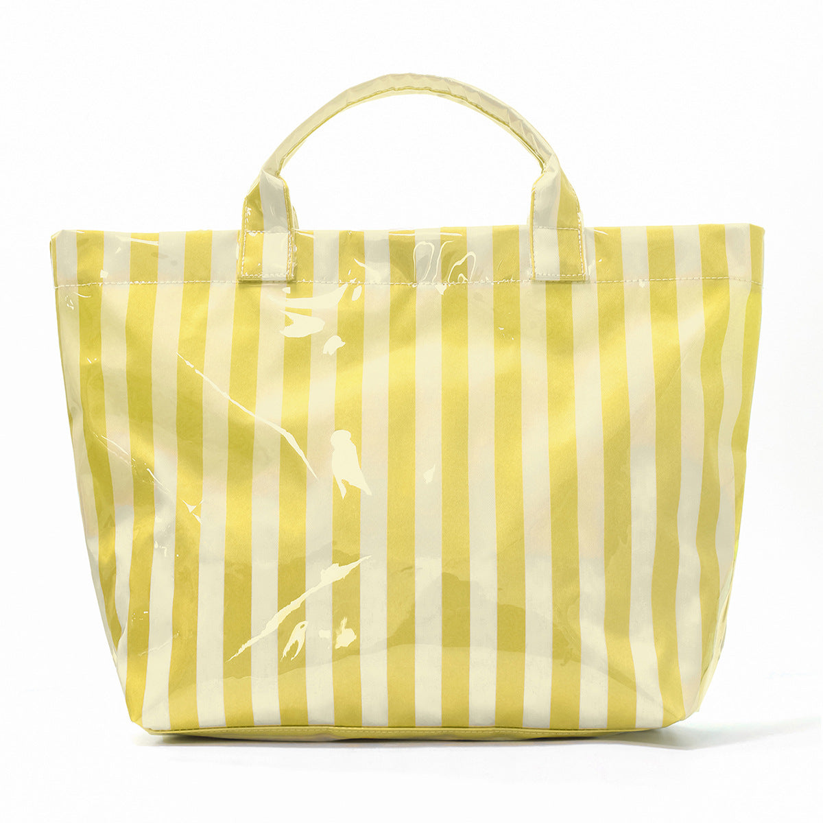 Large Striped Tote Bag – Lightweight PVC Shoulder Bag for Travel, Work & Daily Use