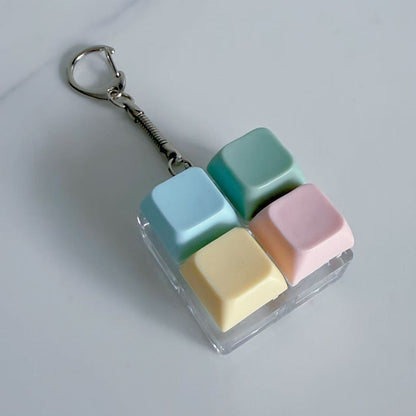 Pastel Colors Finger Press Button Cube Squishy Keyboard Keychain Stress Relief Toy