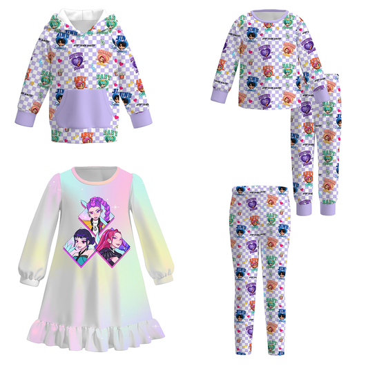 Kids Kpop Demon Hunters Themed Hot Seller Plaid Collection