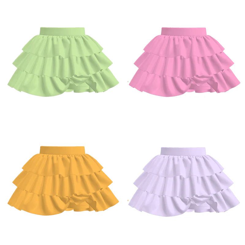 Girls Summer Outdoor Solid Color Athletic Skirt