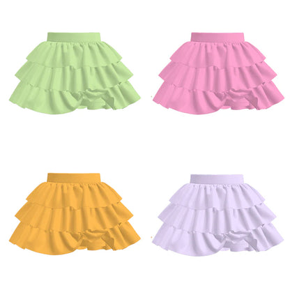 Girls Summer Outdoor Solid Color Athletic Skirt