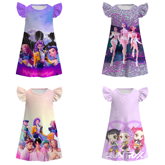 Girls Fall Winter Kpop Demon Hunters Pajamas Dress Collection