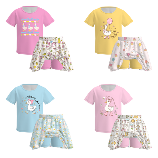 Girls Summer Boutique Cute Silly Goose Outdoor Skirt Set