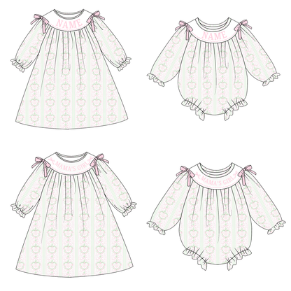 2026 Valentine's Day Floral Custom Name Smocked Embroidered Collection