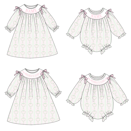 2026 Valentine's Day Floral Custom Name Smocked Embroidered Collection