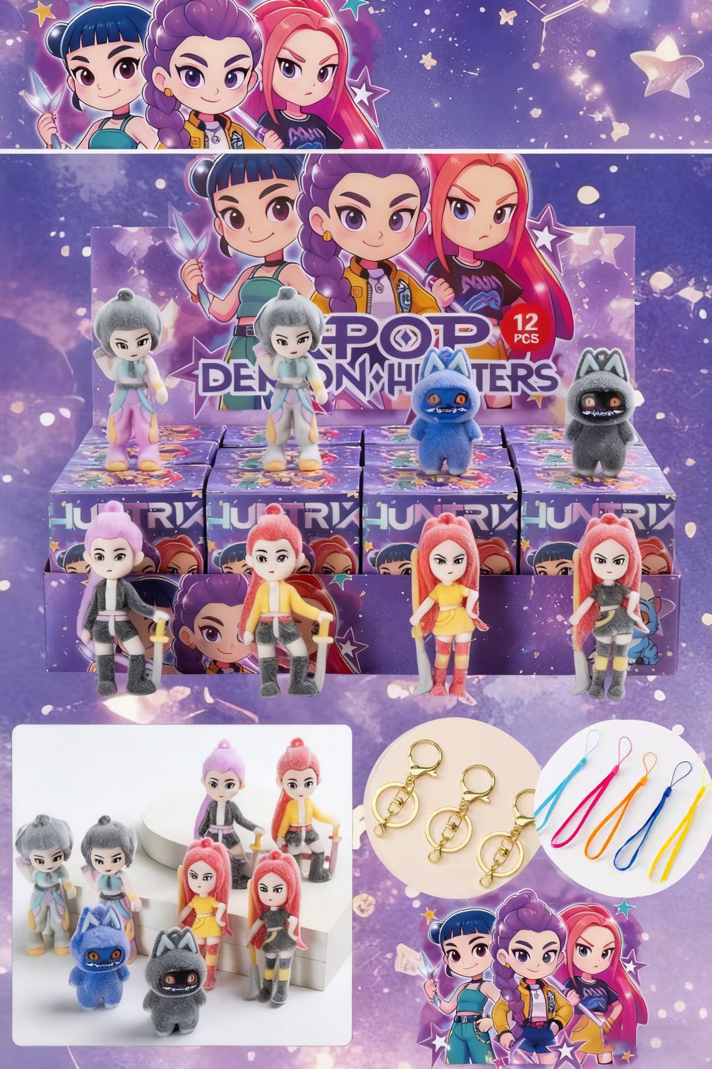 KPOP Demon Hunter Girl Group Advent Calendar 12pcs/24pcs Blind Box Silicone Keychain Set