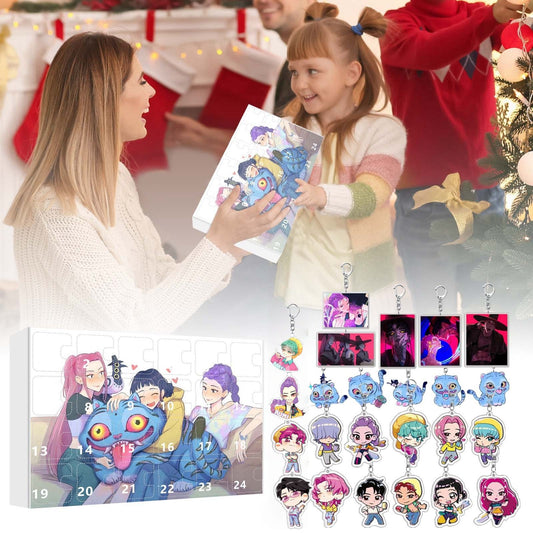 KPOP Demon Hunters 2025 Christmas Advent Calendar Blind Box Backpack & Car Keychain Acrylic Charms 24pcs