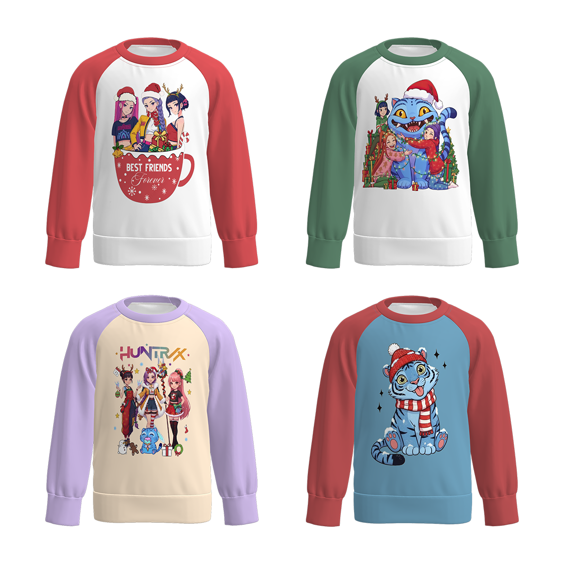 Girls Winter Kpop Demon Hunter Print Fashion Sweatshirts