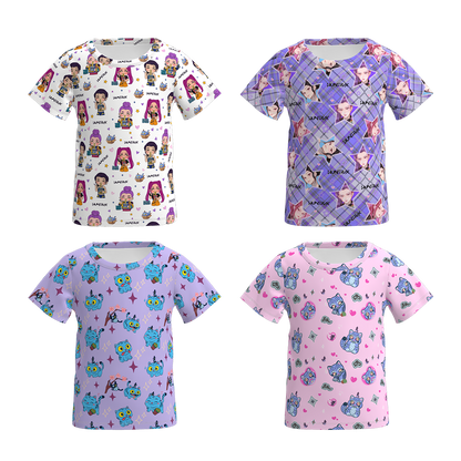 Girls Fall Kpop Demon Hunter Short Sleeves Top