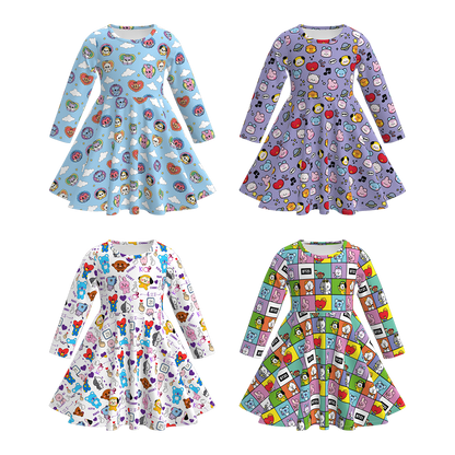 Girls Fall Cartoon Kpop Demon Hunter Twirl Dress