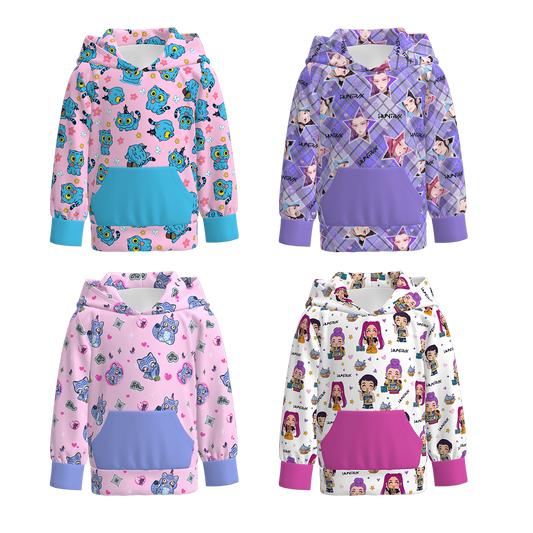 Girls Fall Kpop Demon Hunters Pocket Milk Silk Hoodies
