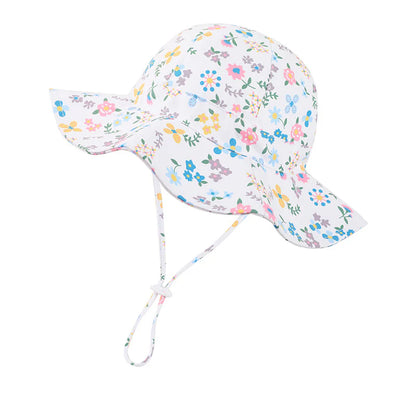 Girls' Summer Heart & Floral Print Bucket Sun Hat
