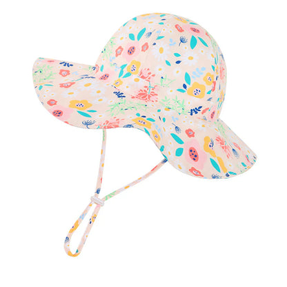 Girls' Summer Heart & Floral Print Bucket Sun Hat