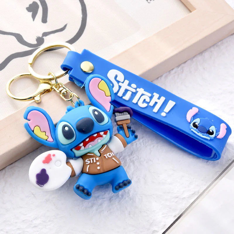 Cute Stitch Cartoon Keychain – Decorative Pendant with Lanyard Strap