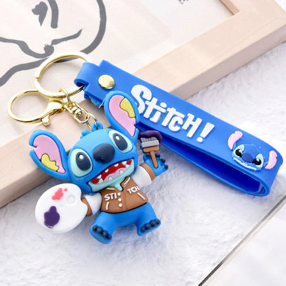 Cute Stitch Cartoon Keychain – Decorative Pendant with Lanyard Strap