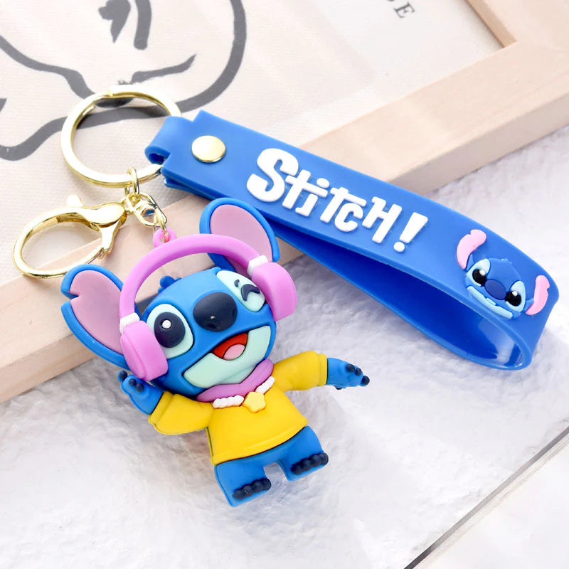 Cute Stitch Cartoon Keychain – Decorative Pendant with Lanyard Strap