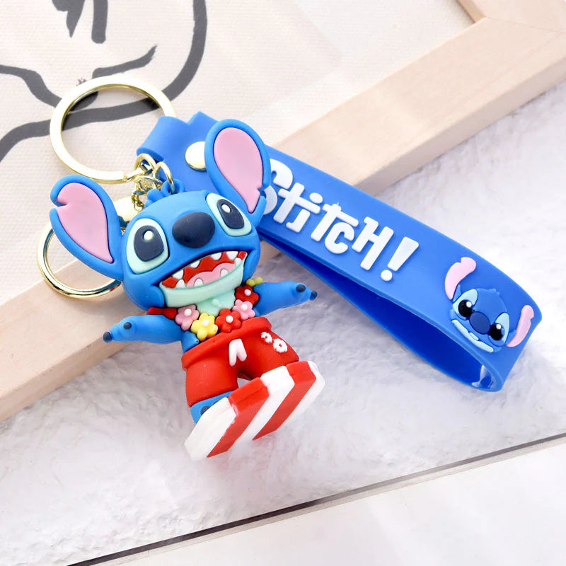 Cute Stitch Cartoon Keychain – Decorative Pendant with Lanyard Strap