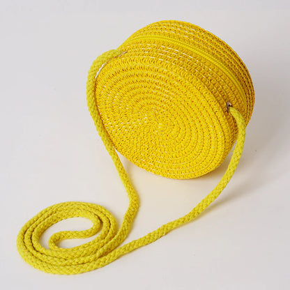 Kids Spring & Summer Personalized Straw Crossbody Bag – Custom Name Daisy Woven Purse