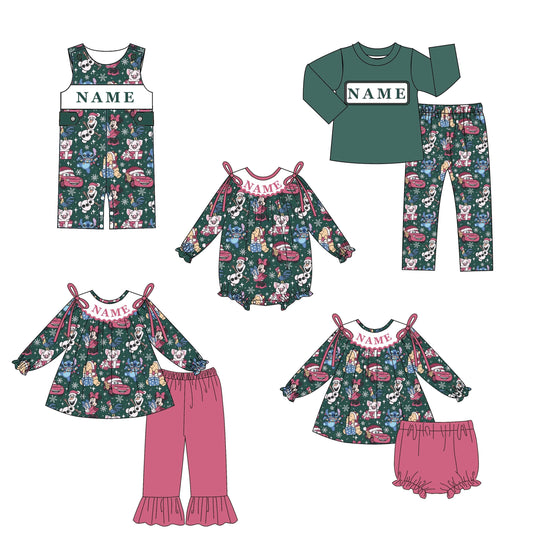 Christmas Smocked Snowman Outfit Collection – Custom Name Embroidery