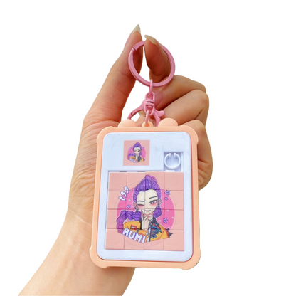 K-POP Demon Hunters Sliding Puzzle Keychain Mini Handheld Brain Teaser Toy Accessory