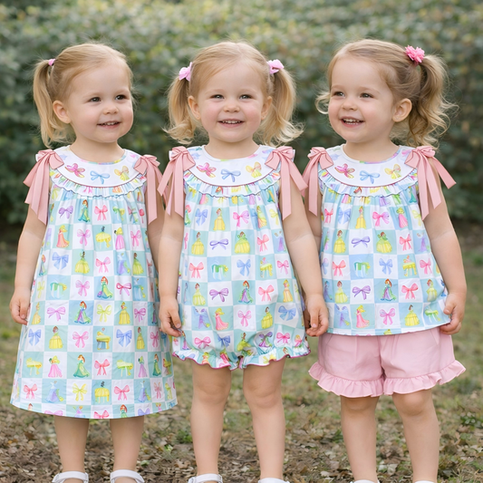 Summer Girls Colorful Bow Custom Embroidery Set Collection