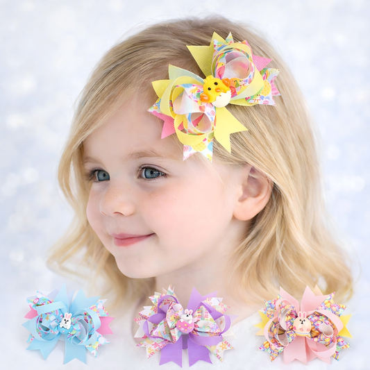 Girls Cute Duck Bunny Headwear Bow For Easter