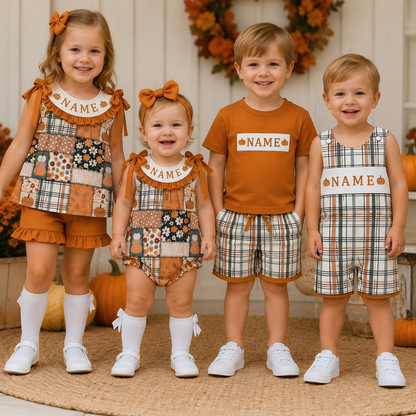 Personalized Girls Halloween Smocked Collection | Custom Embroidered Name Boutique Dress, Bubble, Romper & Short Set