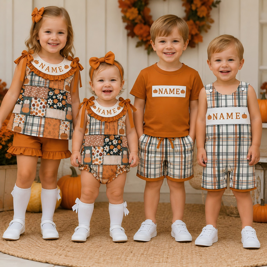 Personalized Girls Halloween Smocked Collection | Custom Embroidered Name Boutique Dress, Bubble, Romper & Short Set