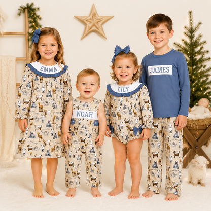 Kids Fall Farm CUSTOM NAME Embroidery Animal Sibling Clothes