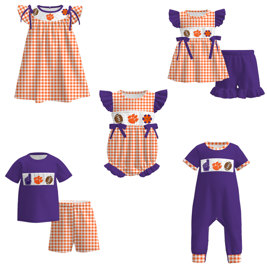 Clemson Football Embroidered Matching Sibling Outfits