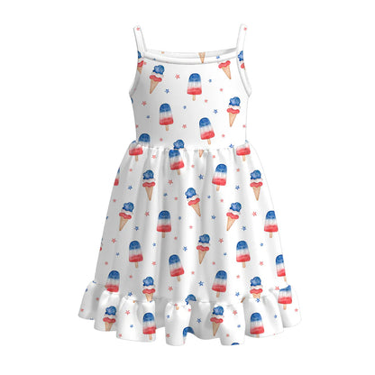 Girls Patriotic July 4th Print Slip Dress