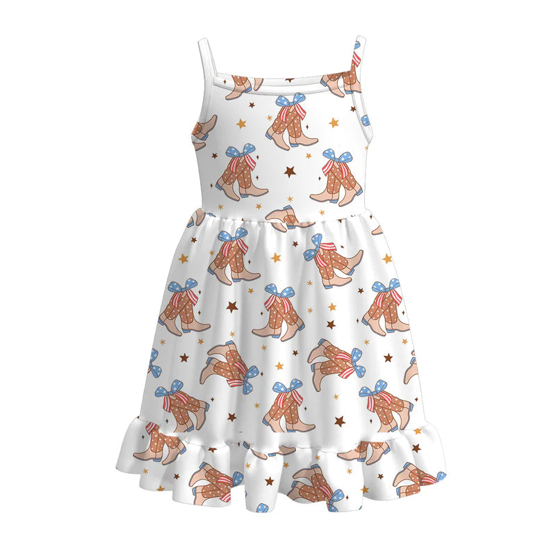 Girls Patriotic July 4th Print Slip Dress