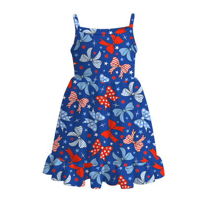 Girls Patriotic July 4th Print Slip Dress