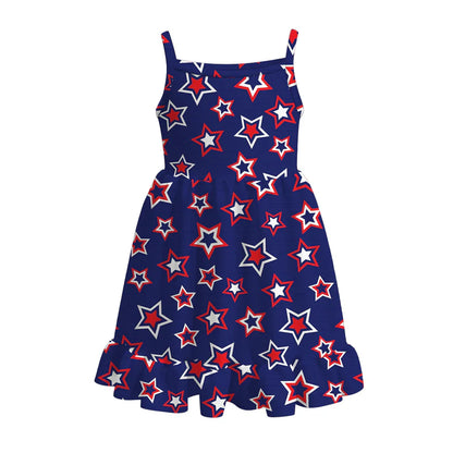 Girls Patriotic July 4th Print Slip Dress