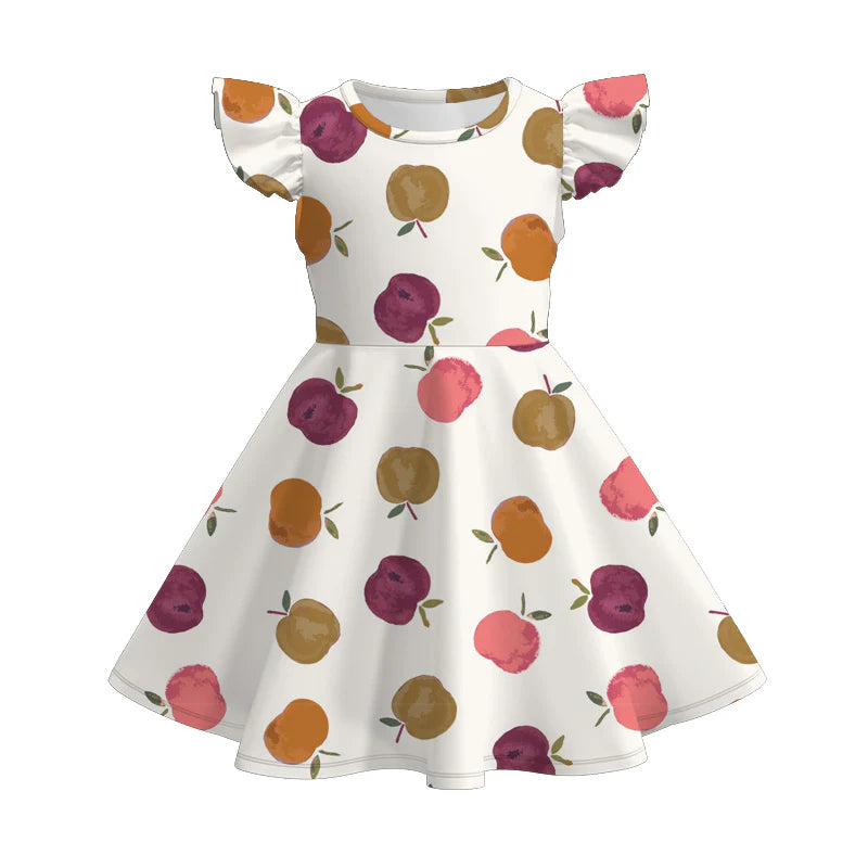 Girls Back To School Apple Print Twirl Dress