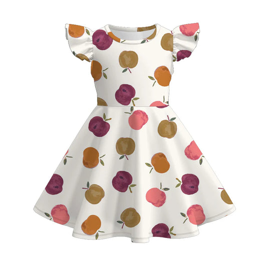 Girls Back To School Apple Print Twirl Dress