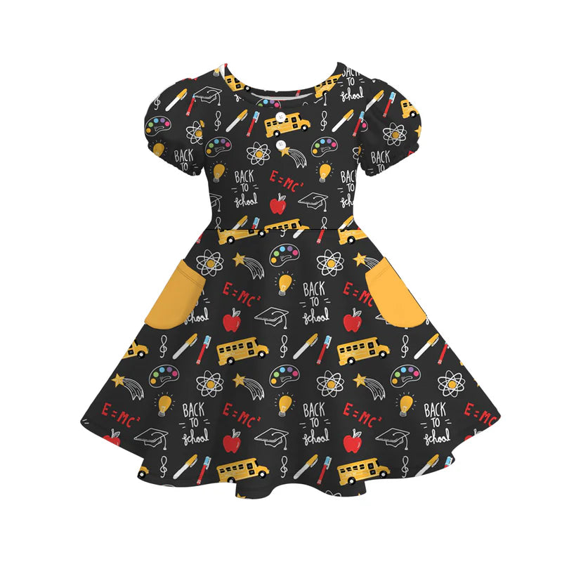 Girls Summer Back To School Pocket Twirl Dress
