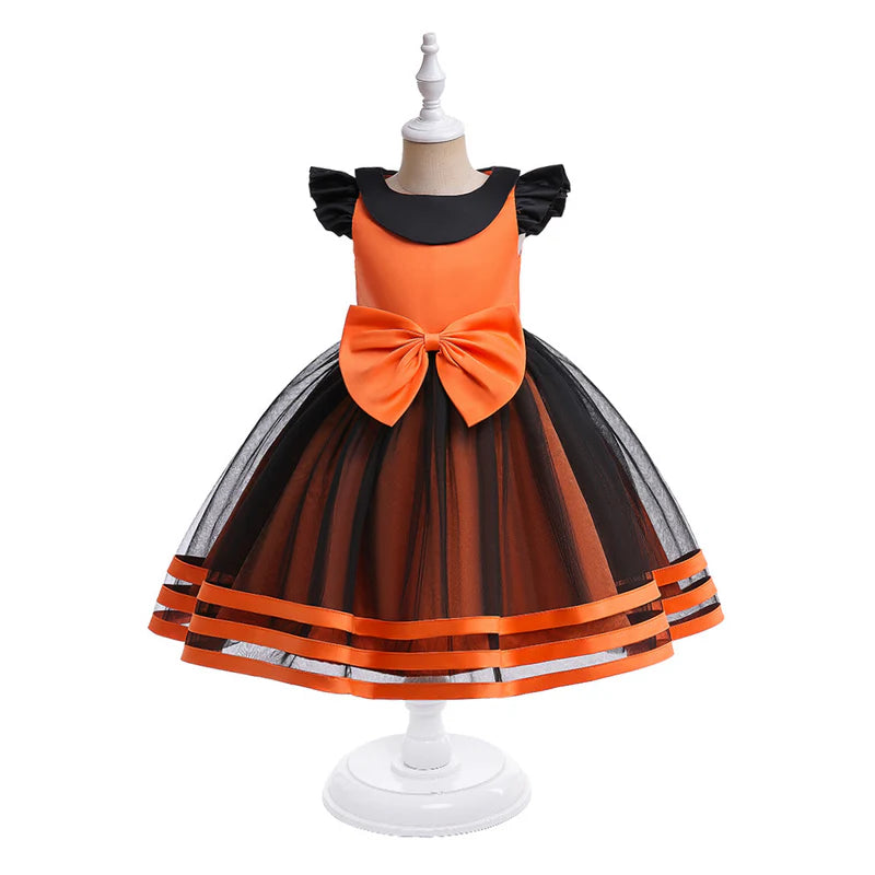 Halloween Kids Princess Dress – Pumpkin & Witch Costume