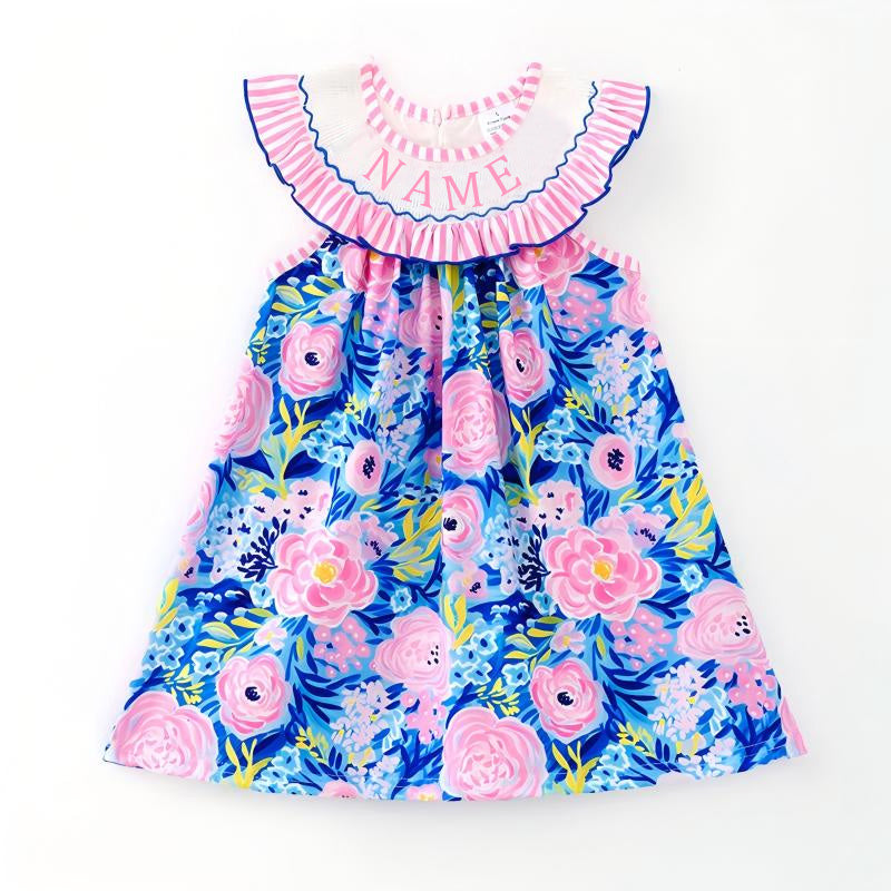 Sweet Blooms for Little Ones – Personalized Name Smocked Floral Set