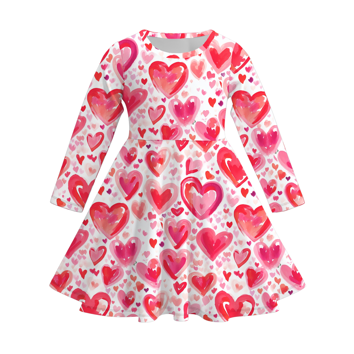Girls Spring Valentine's Day Heart Bow Twirl Dress