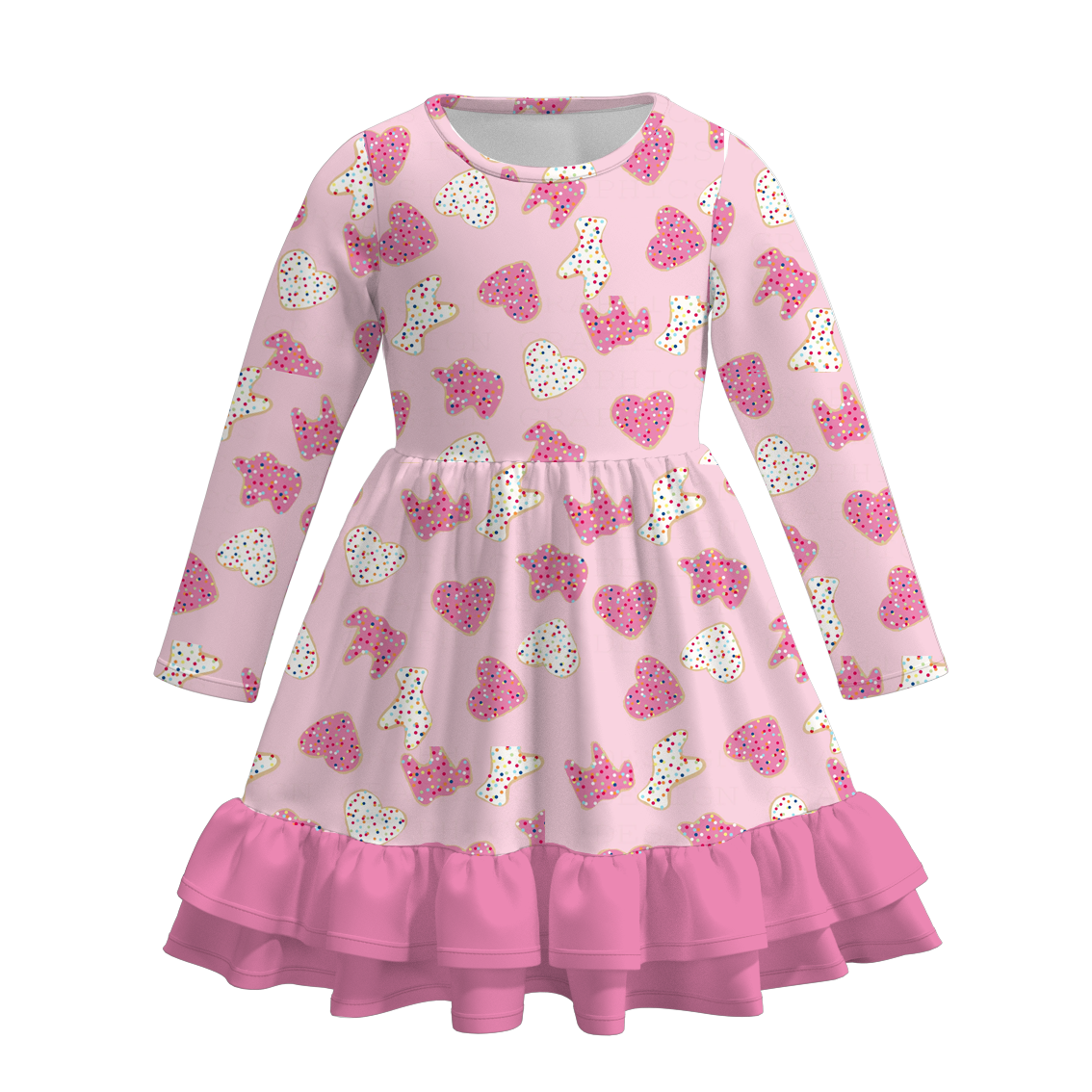 2026 Spring Valentine's Day  Girls Ruffled Heart Twirl Dress