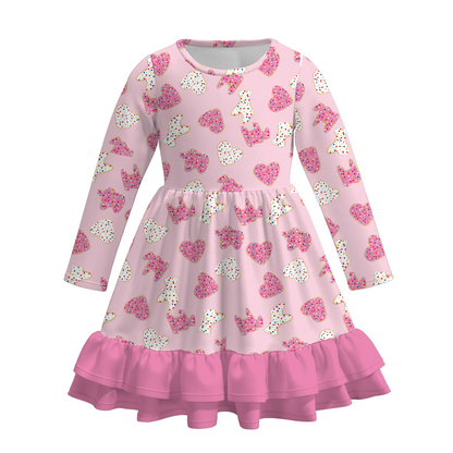 2026 Spring Valentine's Day  Girls Ruffled Heart Twirl Dress