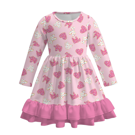 2026 Spring Valentine's Day  Girls Ruffled Heart Twirl Dress