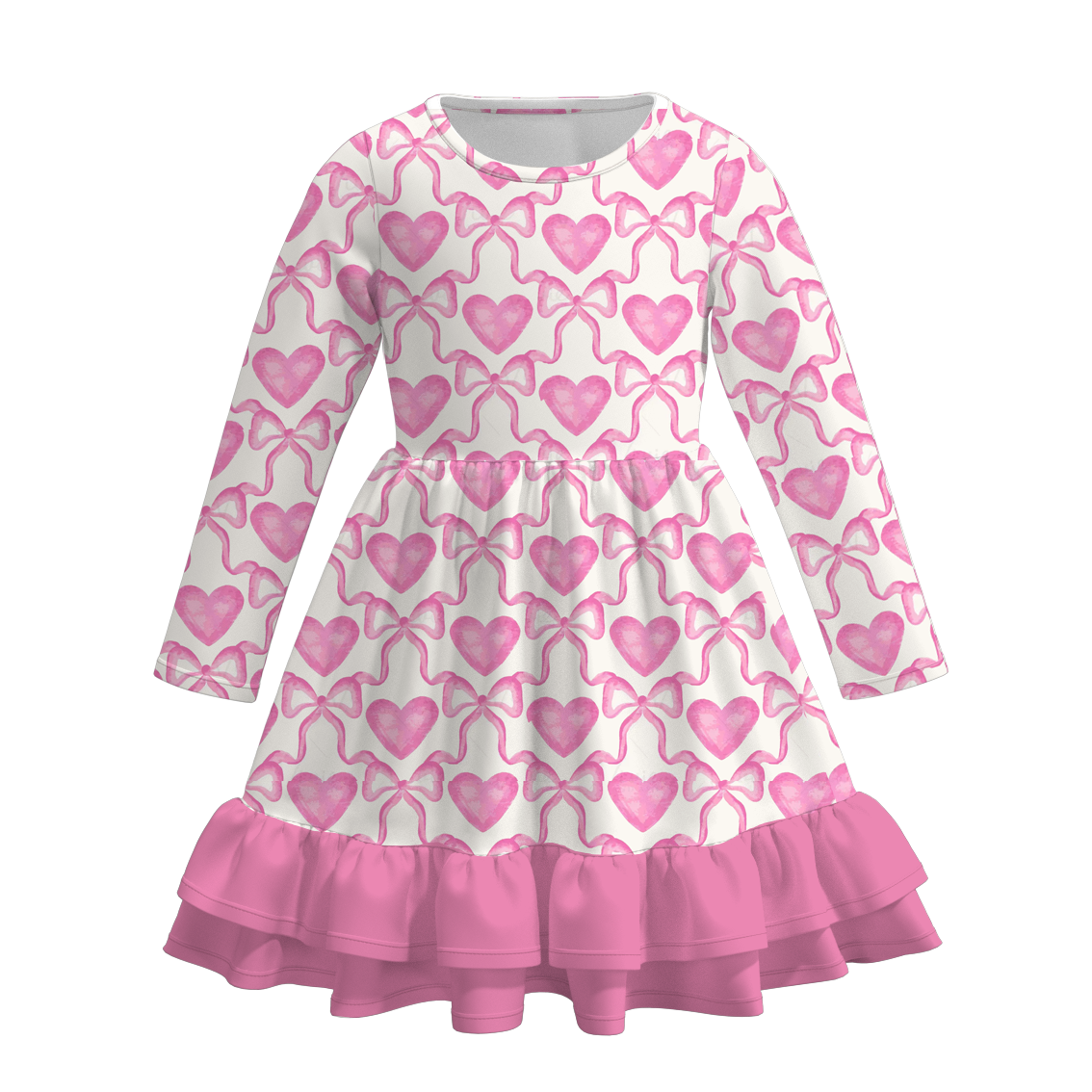 2026 Spring Valentine's Day  Girls Ruffled Heart Twirl Dress