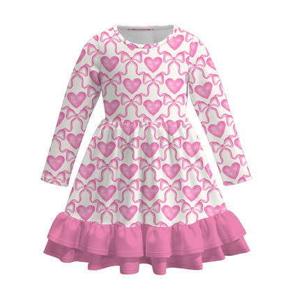 2026 Spring Valentine's Day  Girls Ruffled Heart Twirl Dress