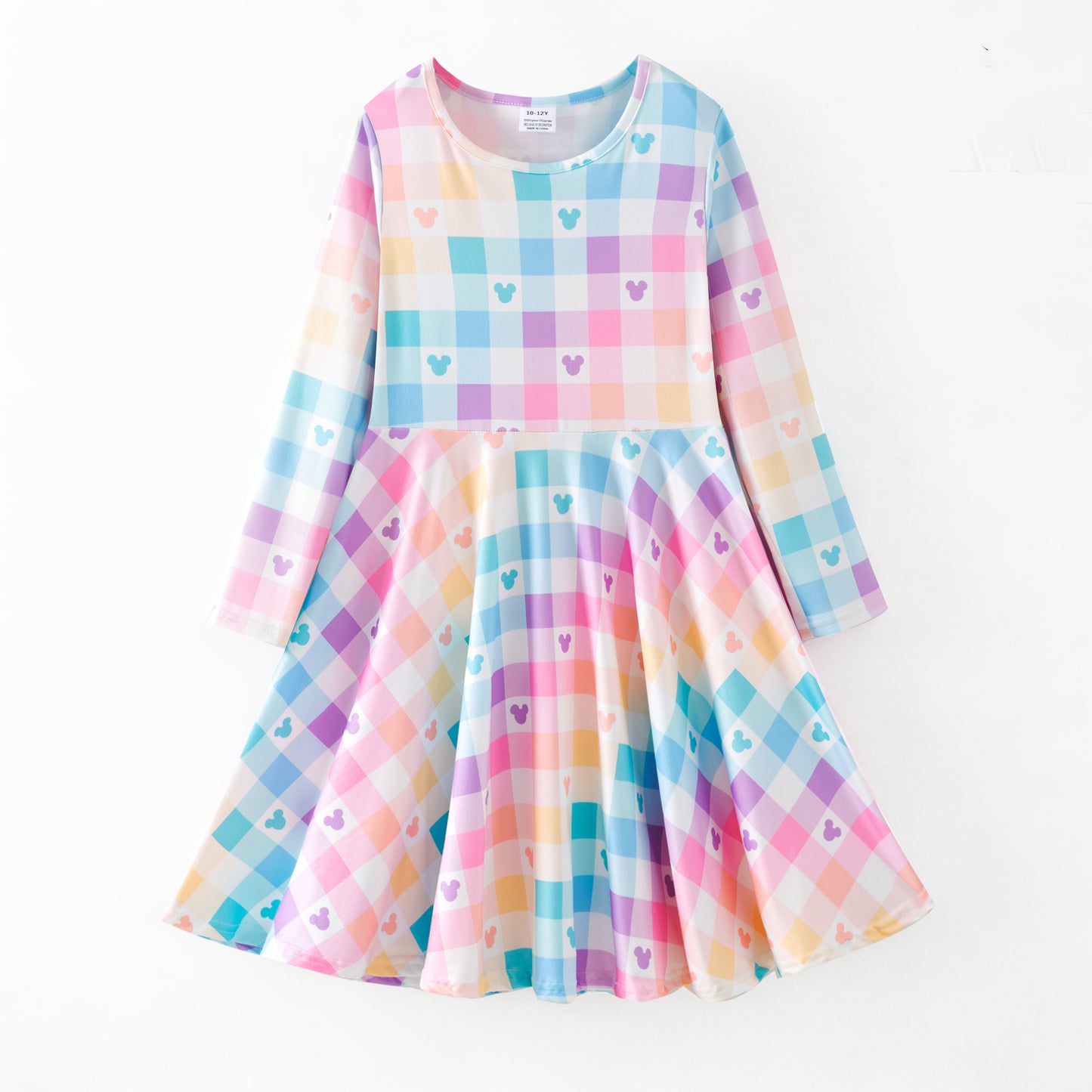 Spring Summer Colorful Plaid Twirl Dress For Girls