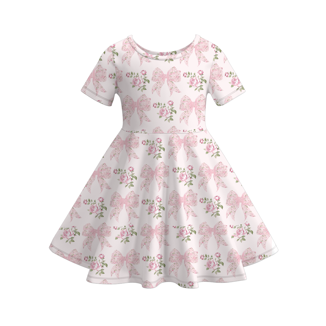 2026 Spring Valentine's Day Heart Cartoon Short Sleeves Twirl Dress